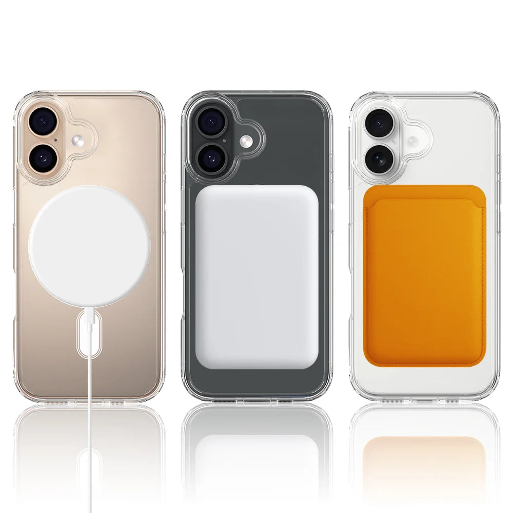 For iPhone 18 Clear Phone Magnetic Case TPU + Acrylic Back Cover - Clear - 4
