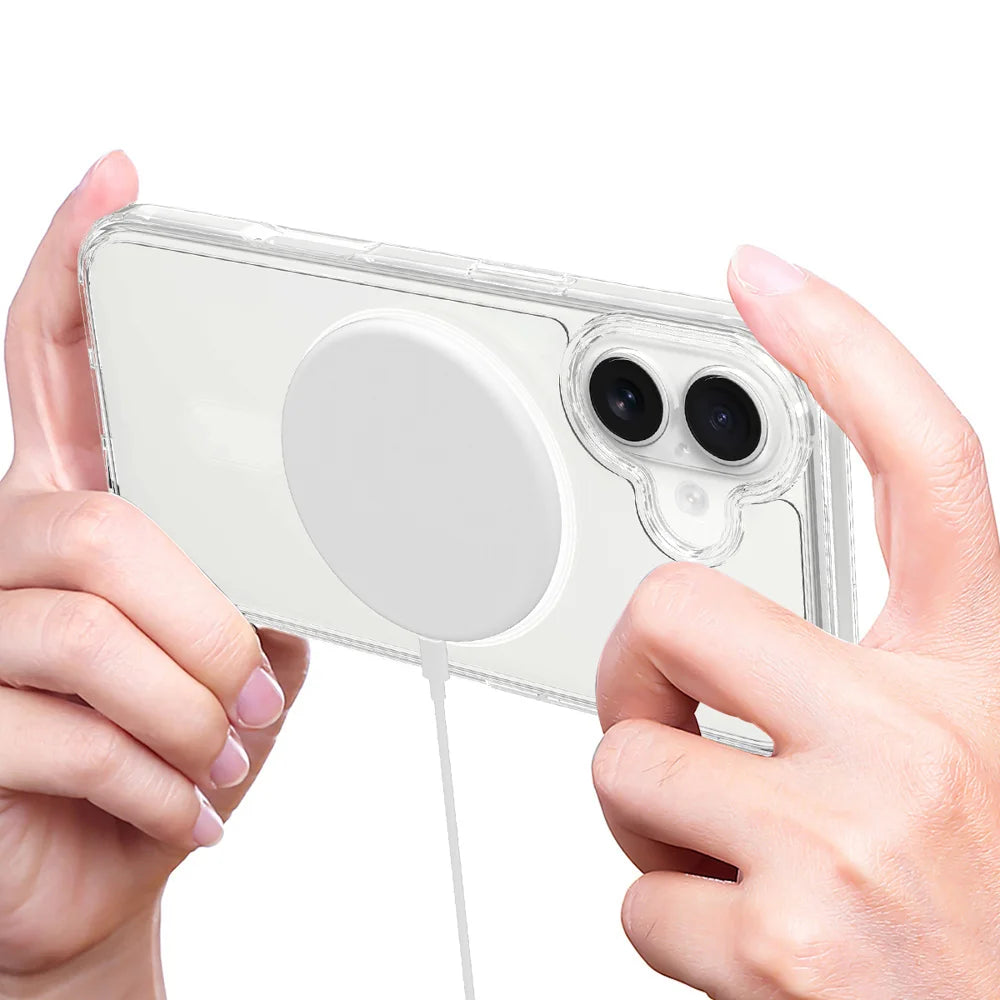 For iPhone 18 Clear Phone Magnetic Case TPU + Acrylic Back Cover - Clear - 6