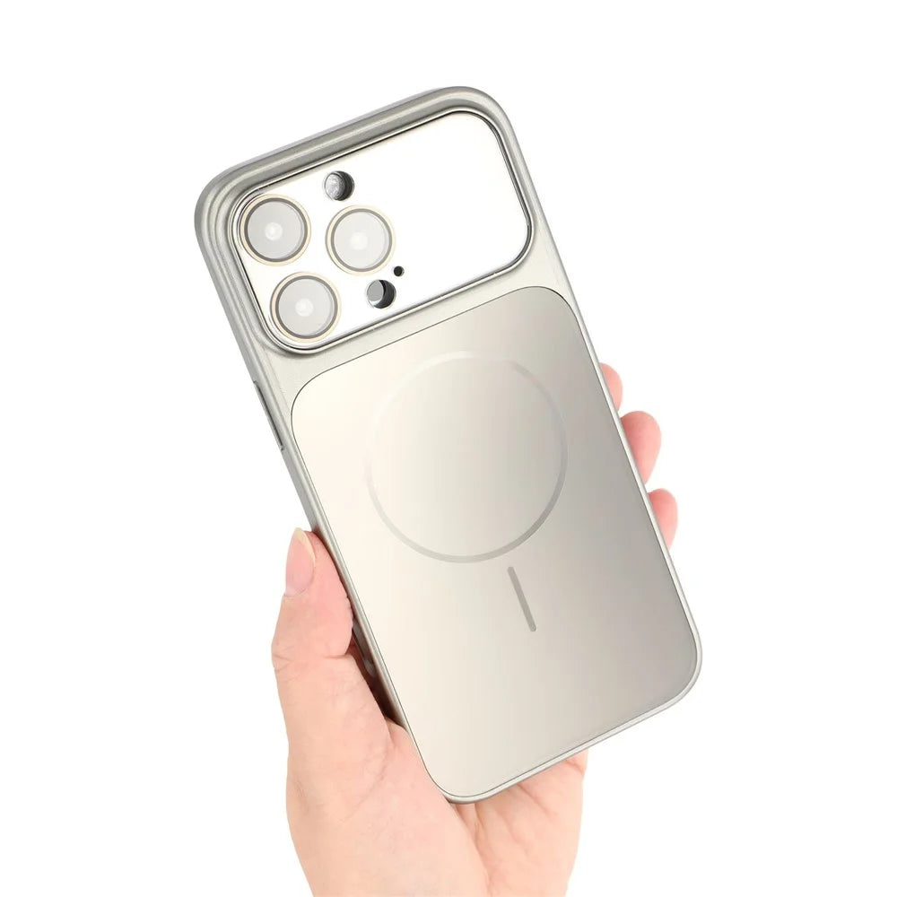 For iPhone 16 Pro Magnetic Case AG Matte PC + TPU Shockproof Phone Cover with Lens Film - Grey - 4