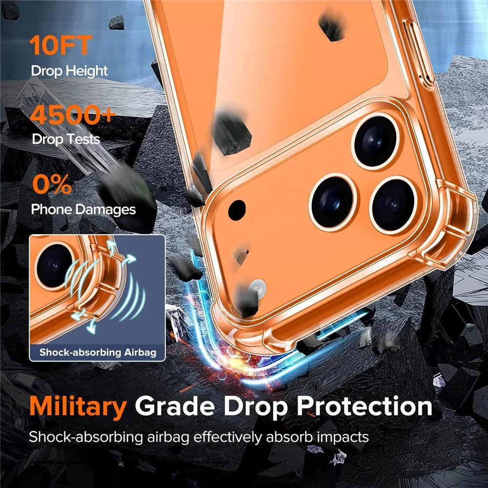 For iPhone 17 Pro Case Military Grade Drop Protection Acrylic + TPU Phone Cover - Transparent - 5