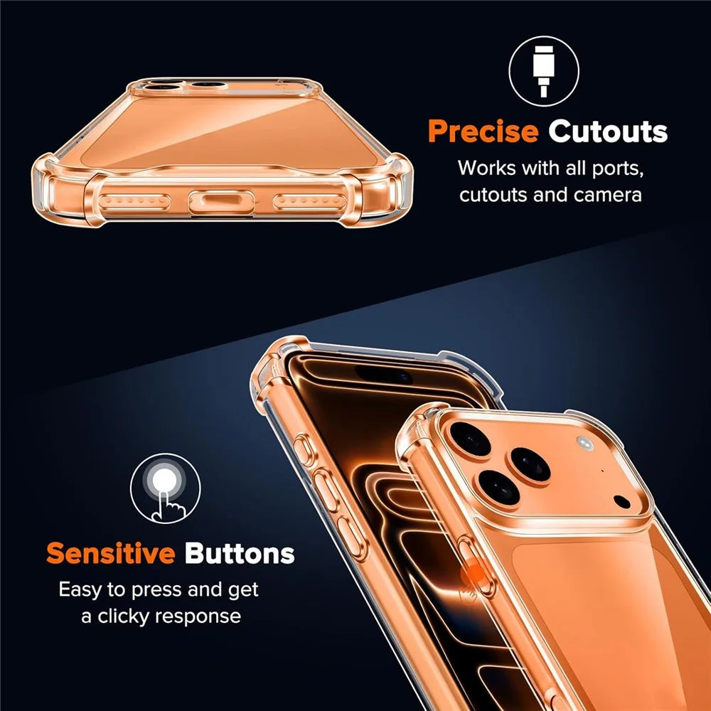 For iPhone 18 Pro Max / 17 Pro Max Case Military Grade Drop Protection Acrylic + TPU Phone Cover - Transparent - 7