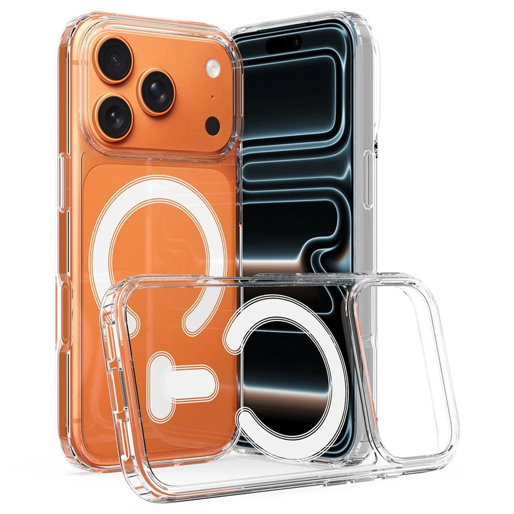 For iPhone 18 Pro Max / 17 Pro Max C-shaped Magnetic Case TPU + Acrylic Clear Phone Back Cover - Transparent - 1