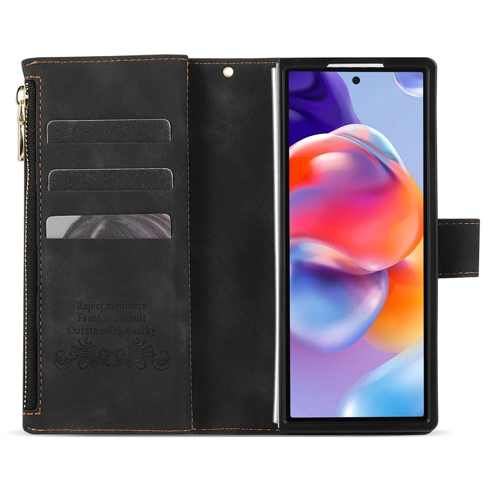 For Samsung Galaxy Z Fold8 Ultra PU + PC Case Color Splicing Leather Phone Cover with Strap - Black - 2