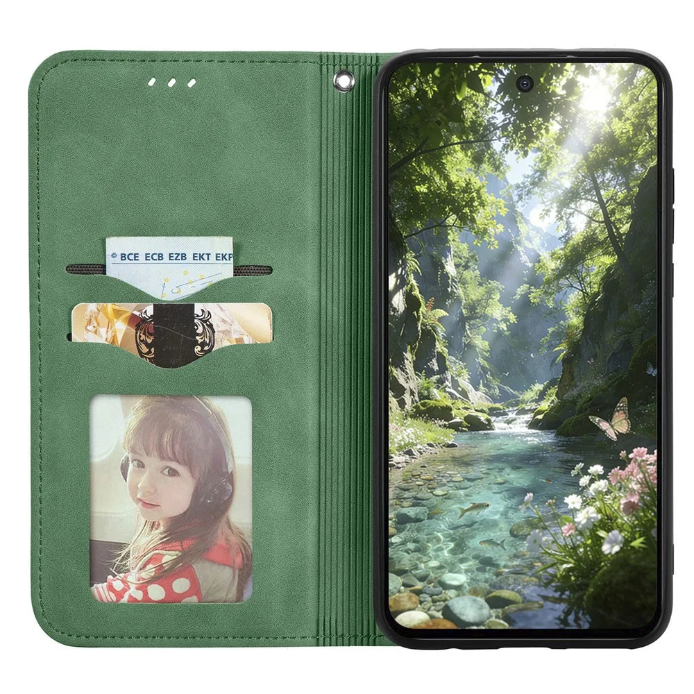 For Sony Xperia 1 VIII Leather Case with Card Holder Magnetic Absorption Phone Cover - Green - 2