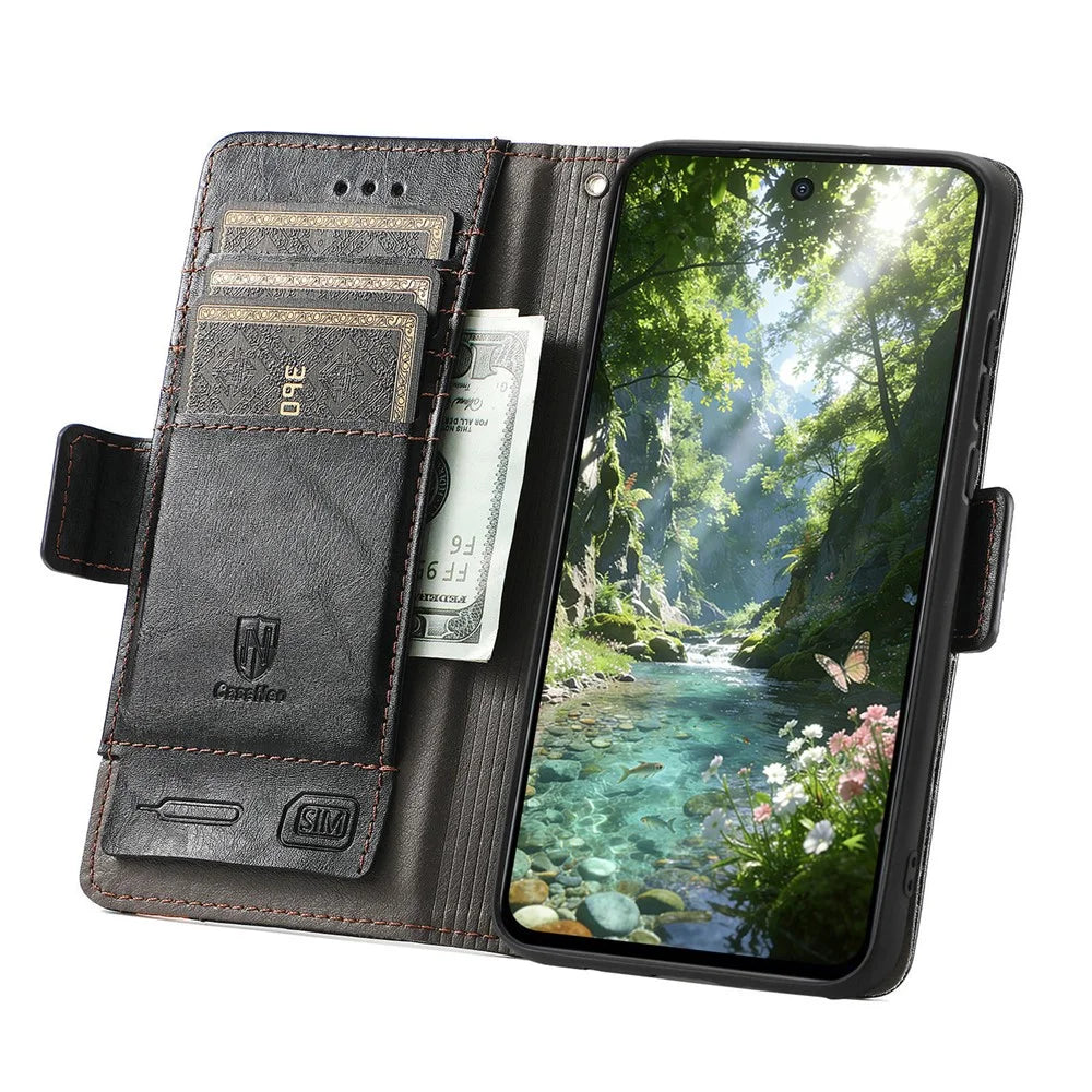 CASENEO For Sony Xperia 1 VIII Phone Cases PU Leather Cover Stand with RFID Blocking Wallet - Black - 2