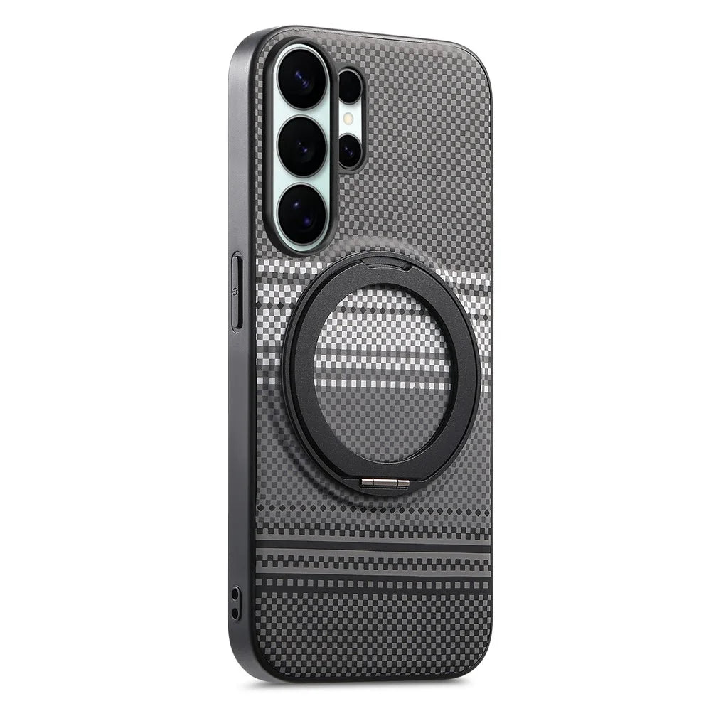 For Samsung Galaxy S26 Ultra Magnetic Case Rotation Kickstand PU Leather + TPU Phone Cover - Black - 2