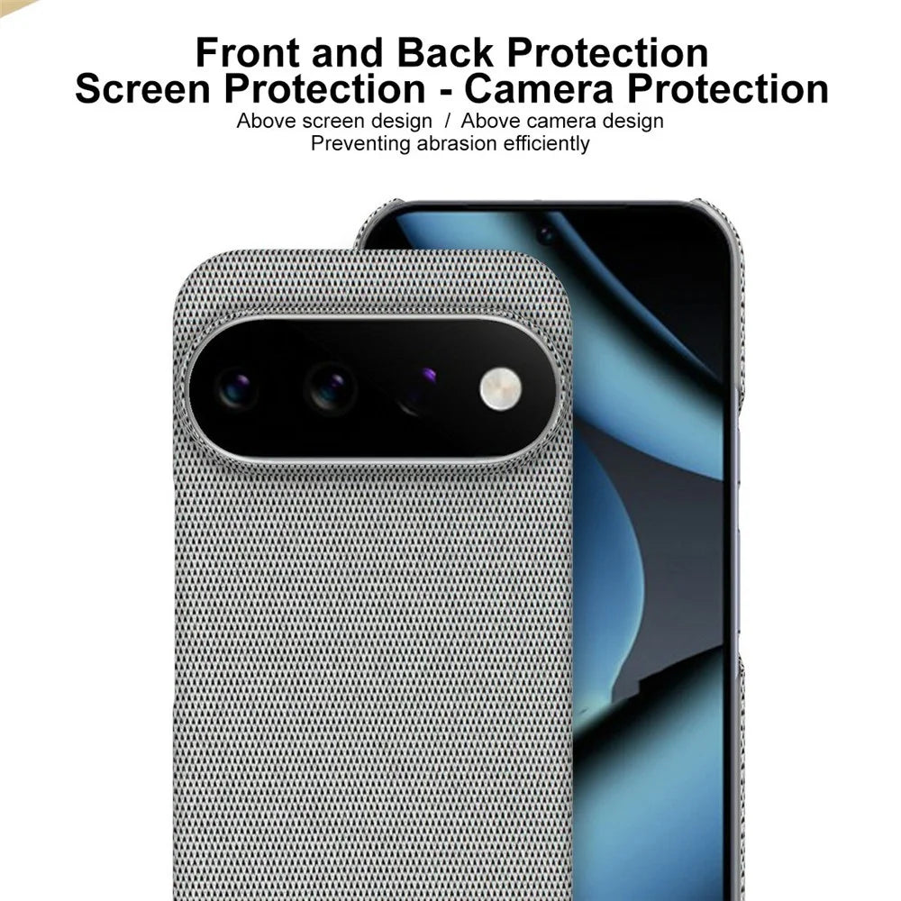 IMAK Ruiyi Series for Google Pixel 11 Pro XL Case Fabric Texture Leather + PC Phone Back Cover - Dark Grey - 6