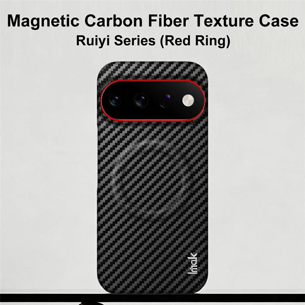 IMAK Ruiyi Series for Google Pixel 11  /  11 Pro Magnetic Case Carbon Fiber Texture Leather + PC Phone Cover - Black - 3