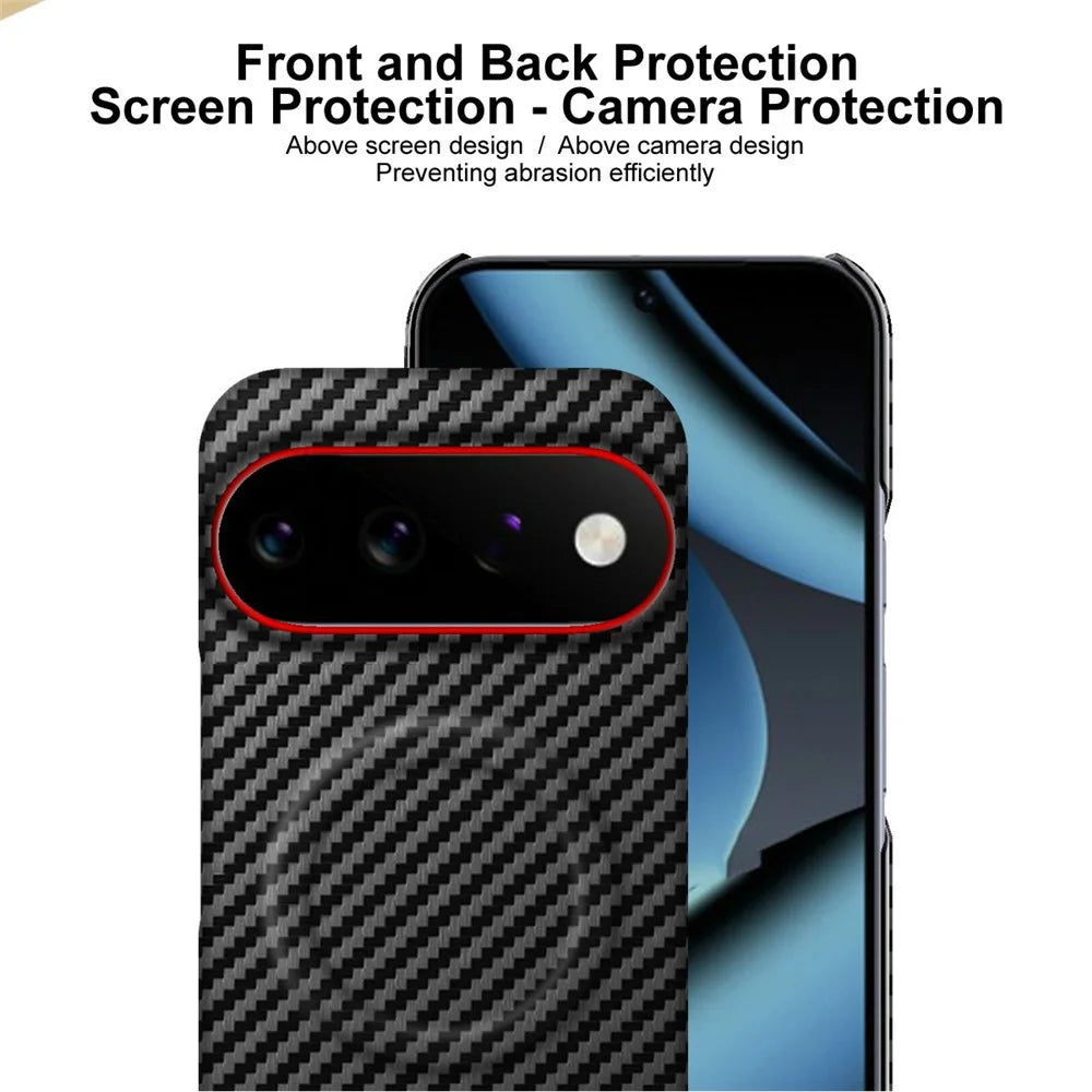 IMAK Ruiyi Series for Google Pixel 11 Pro XL Magnetic Case Carbon Fiber Texture Leather + PC Phone Cover - Black - 7
