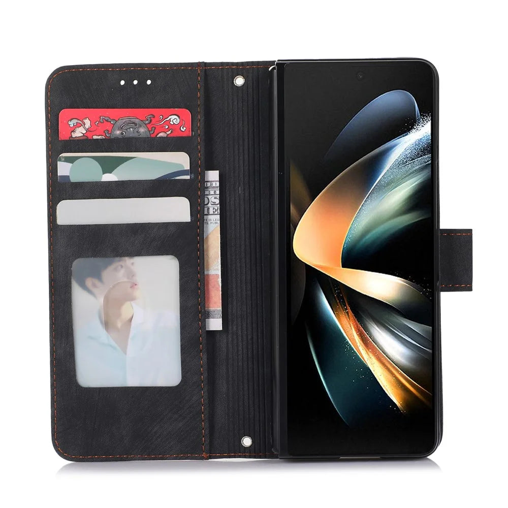 For Samsung Galaxy Z Fold8 Ultra Case PU Leather Wallet Phone Cover with Wrist Strap / Pen Holder - Black - 4