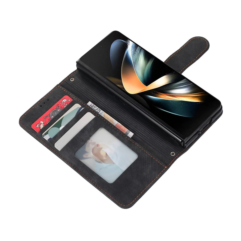 For Samsung Galaxy Z Fold8 Ultra Case PU Leather Wallet Phone Cover with Wrist Strap / Pen Holder - Black - 7