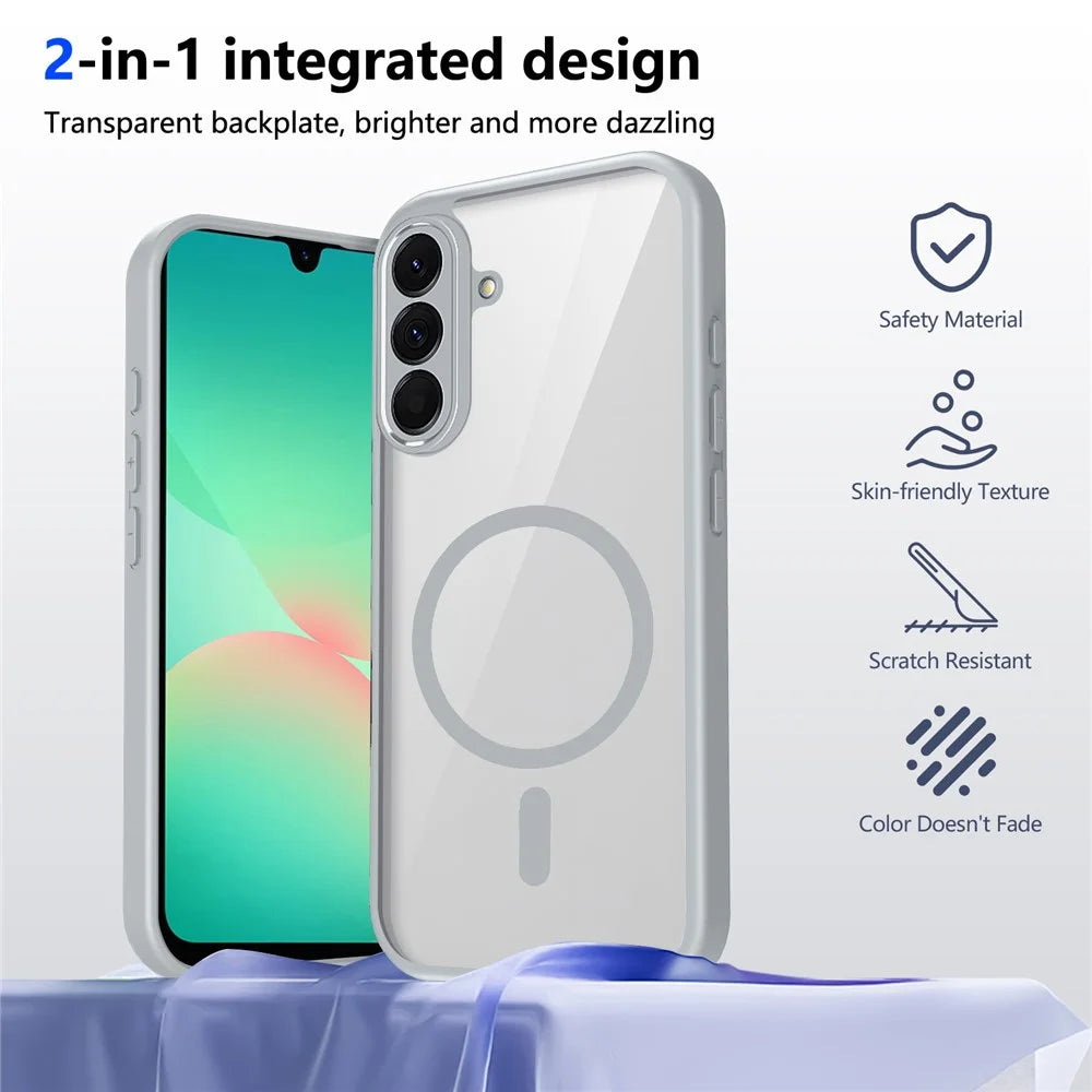 For Samsung Galaxy S26+ Magnetic Case Transparent PC + TPU Shockproof Skin-friendly Phone Cover - Grey - 2