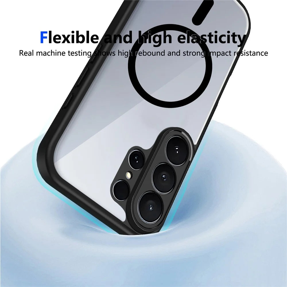 For Samsung Galaxy S26 Ultra Magnetic Case Transparent PC + TPU Shockproof Skin-friendly Phone Cover - Black - 5