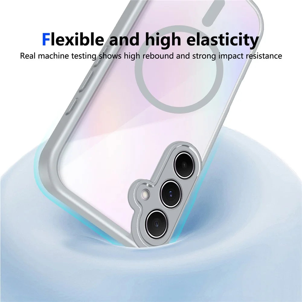 For Samsung Galaxy S25 Magnetic Case Transparent PC + TPU Shockproof Skin-friendly Phone Cover - Grey - 5