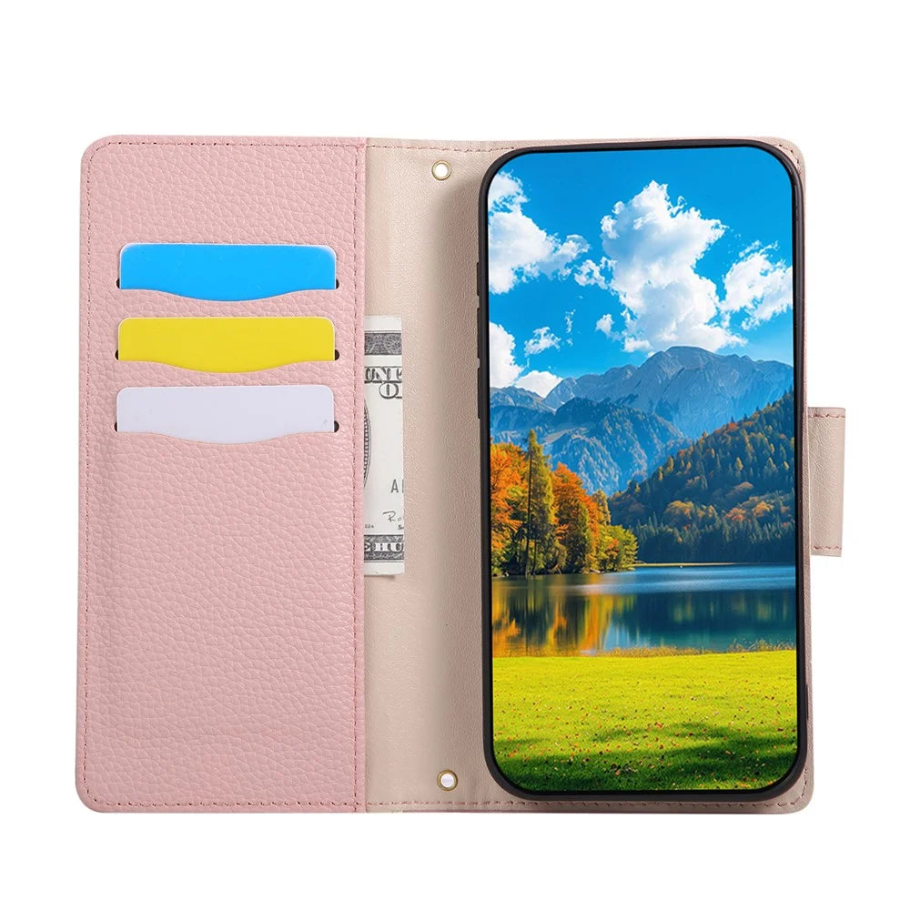 For Google Pixel 11 Pro XL Case Zipper Wallet Color Splicing TPU PU Leather Flip Phone Cover with Strap - Pink - 2
