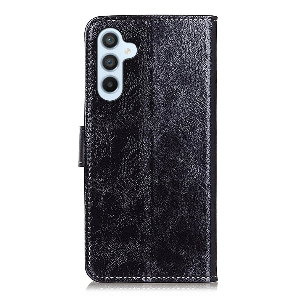 For Samsung Galaxy S26 FE Case Wallet Leather Phone Cover Crazy Horse Texture - Black - 7