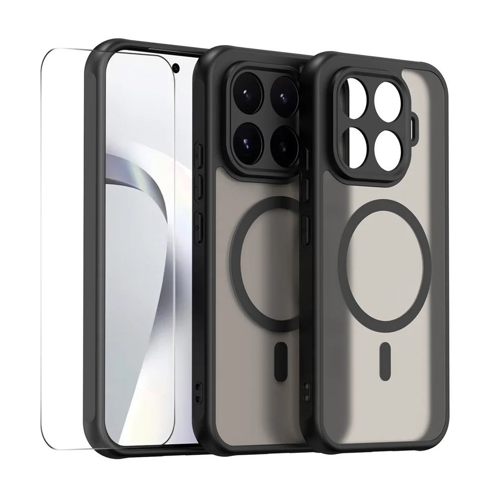 HAT PRINCE for Xiaomi 17T ENKAY  Magnetic Case with Tempered Glass Support Ultrasonic Unlocking PC TPU Matte Phone Cover - Black - 1