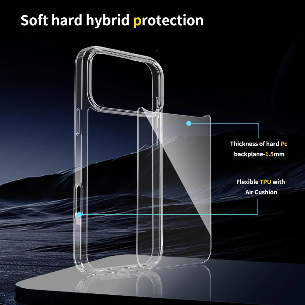 For iPhone 18 Pro Max / 17 Pro Max Clear Phone Case TPU+Acrylic Shockproof Phone Back Cover - Clear - 4