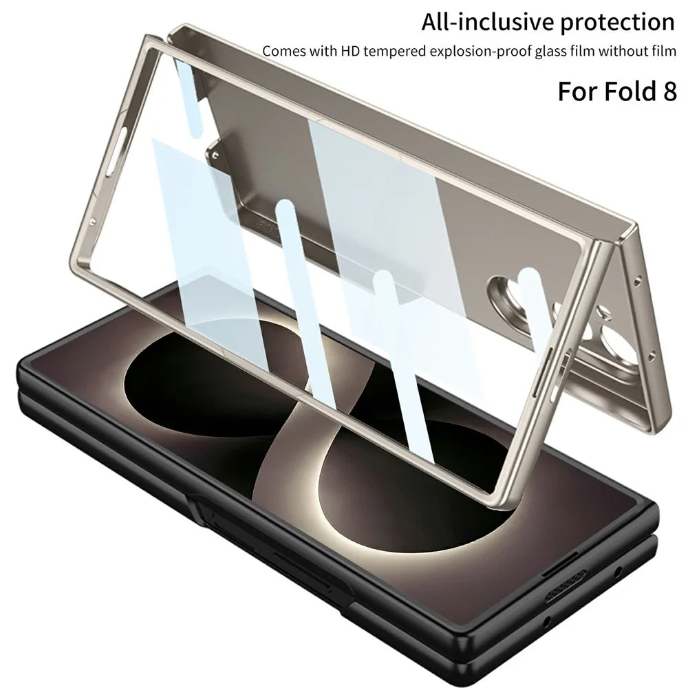 GKK For Samsung Galaxy Z Fold8 Ultra Case Hard PC Anti-Scratch Phone Cover with Tempered Glass Film - Titanium Grey - 3