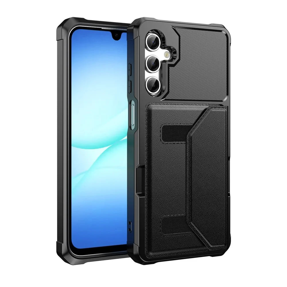 For Samsung Galaxy A16 5G  /  A16 4G  /  M16 5G  /  F16 5G Case Card Holder Leather + TPU Anti-drop Phone Cover - Black - 2