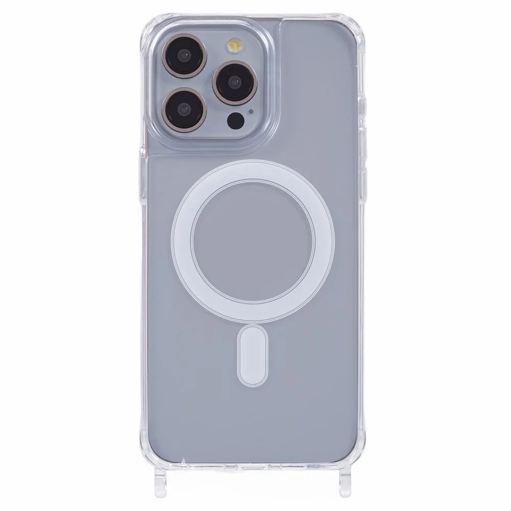 For iPhone 14 Pro Case Compatible with MagSafe TPU+PC 1.5mm Clear Phone Cover with Lanyard Holes - 3