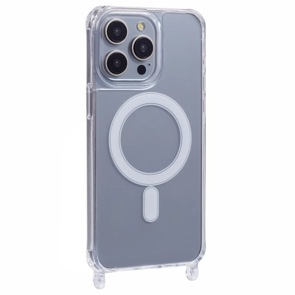 For iPhone 14 Pro Max Case Compatible with MagSafe TPU+PC 1.5mm Clear Phone Cover with Lanyard Holes - 1