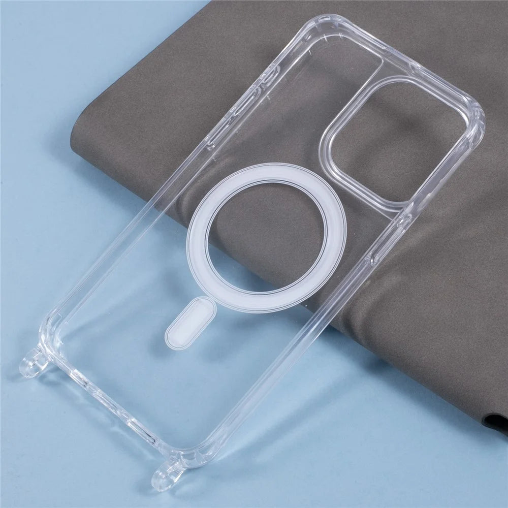 For iPhone 14 Pro Max Case Compatible with MagSafe TPU+PC 1.5mm Clear Phone Cover with Lanyard Holes - 7