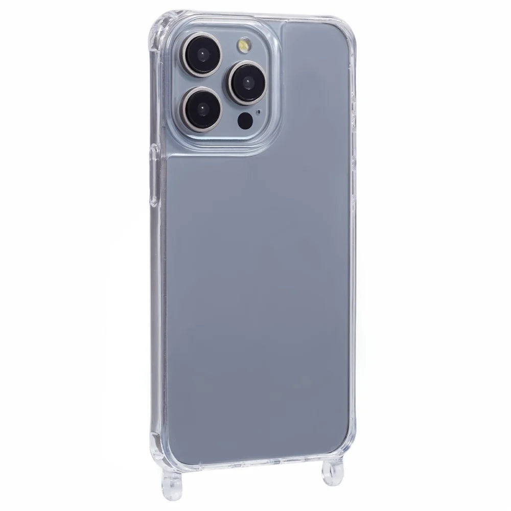 For iPhone 12  /  12 Pro Case PC+TPU 1.5mm Clear Phone Cover with Lanyard Holes - 1