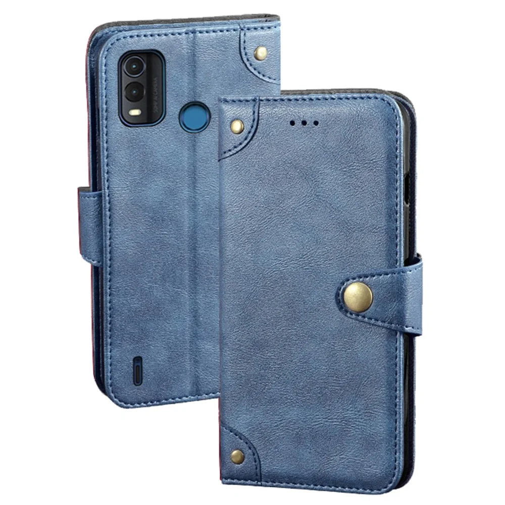IDEWEI For Nokia G11 Plus 4G Fine Texture TPU+PU Leather Phone Case Anti-fading Wallet Stand Magnetic Closure Cell Phone Cover - Blue - 1