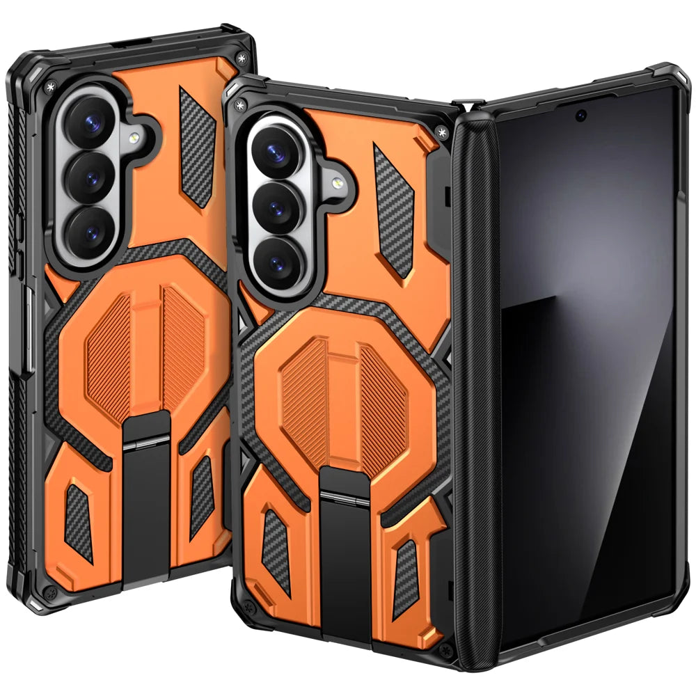 For Samsung Galaxy Z Fold7 5G / Galaxy Z Fold8 Ultra Magnetic Case TPU + PC Kickstand Phone Cover Drop Protection - Orange - 2