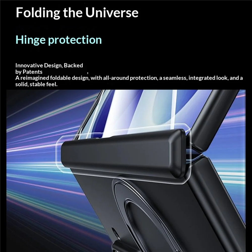 For Samsung Galaxy Z Fold8 Ultra Case Magnetic Rotating Kickstand Skin-touch PC Phone Cover with Privacy Tempered Glass Film - Black - 2