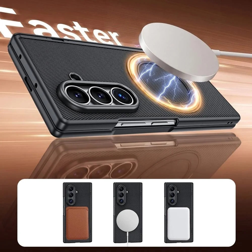 For Samsung Galaxy Z Fold8 Ultra Case with Anti-Spy Screen Protector Magnetic Rotating Kickstand Tech Fabric + PC Phone Cover - Black - 2