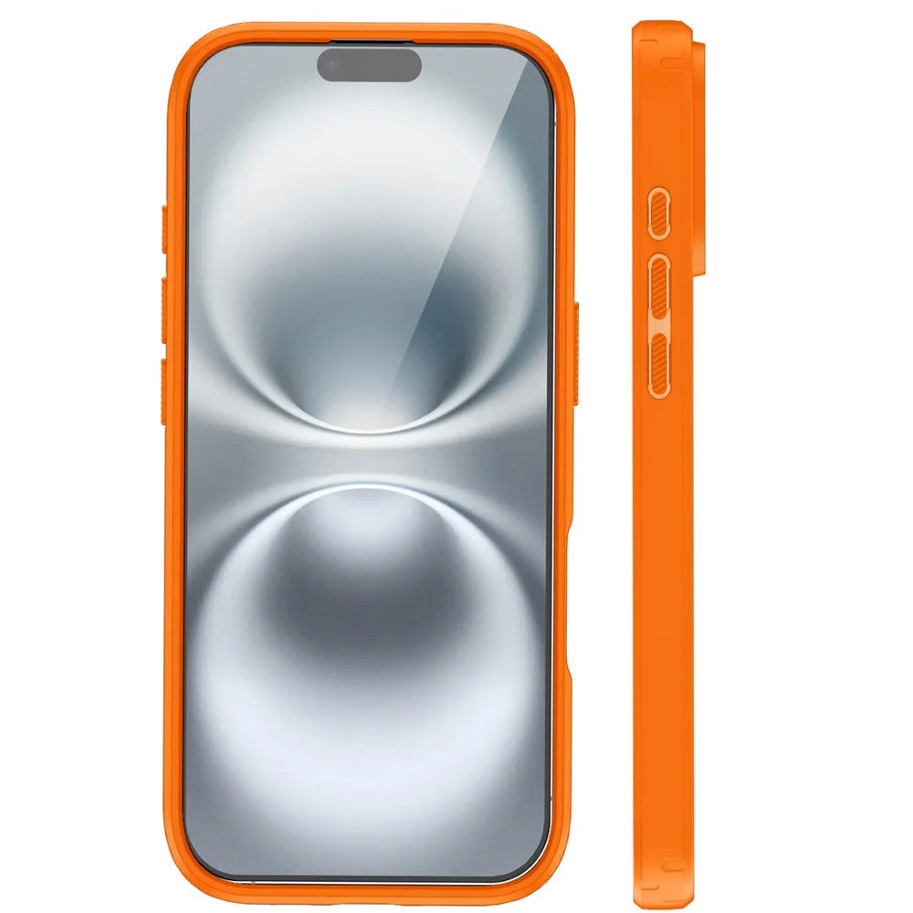 For iPhone 17 Magnetic Case TPU Frame Clear PC Back Anti-drop Phone Cover - Orange - 2
