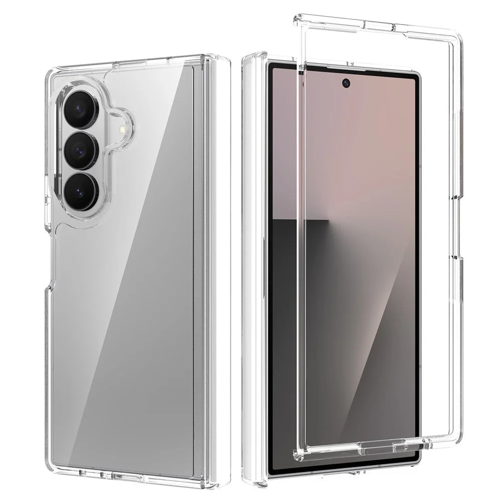 For Samsung Galaxy Z Fold8 Ultra Case Hinge Protection TPU Frame Acrylic Back Crystal Clear Phone Cover with Front Frame - Transparent - 1