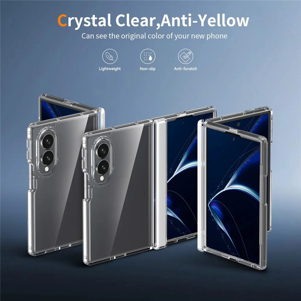 For Samsung Galaxy Z Fold8 Case Hinge Protection TPU Frame Acrylic Back Crystal Clear Phone Cover with Front Frame - Transparent - 2