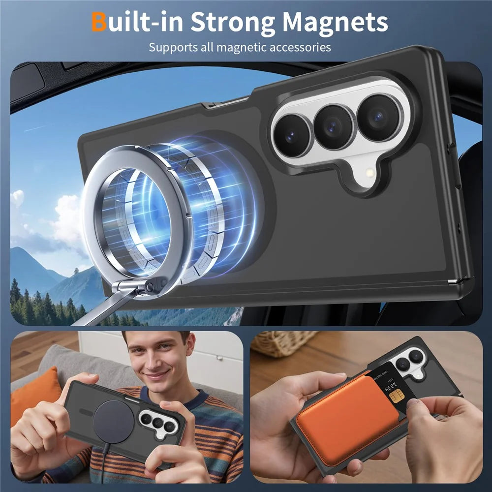 For Samsung Galaxy Z Fold 8 Ultra Magnetic Case Hinge Protection TPU + Acrylic Translucent Phone Cover with Front Frame - Black - 3