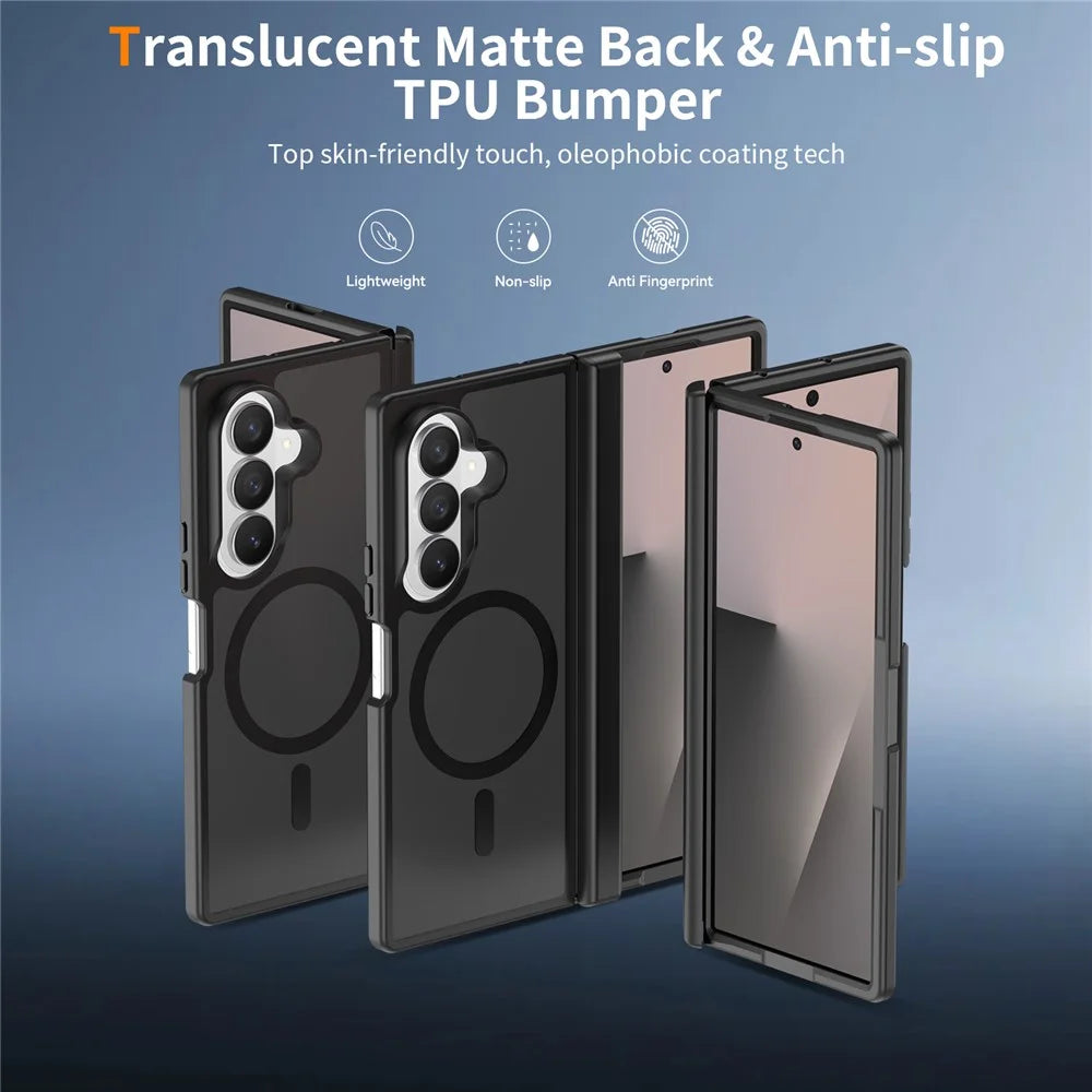 For Samsung Galaxy Z Fold 8 Ultra Magnetic Case Hinge Protection TPU + Acrylic Translucent Phone Cover with Front Frame - Black - 4