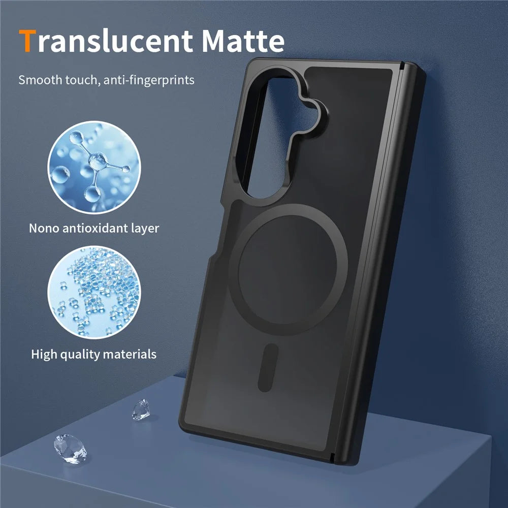 For Samsung Galaxy Z Fold 8 Ultra Magnetic Case Hinge Protection TPU + Acrylic Translucent Phone Cover with Front Frame - Black - 6