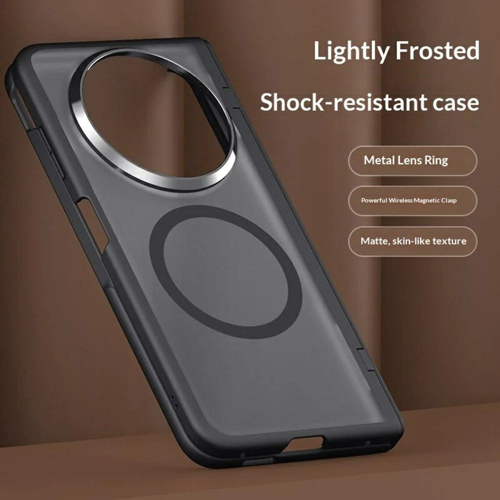 For vivo X Fold6 5G Magnetic Case PC + TPU Matte Phone Cover with Tempered Glass Screen Protector - Black - 3