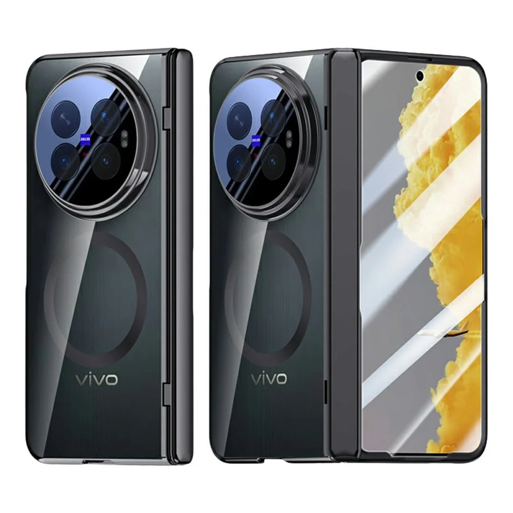 For vivo X Fold6 5G Magnetic Case Hard PC + Acrylic Phone Cover with HD Screen Protector - Black - 1