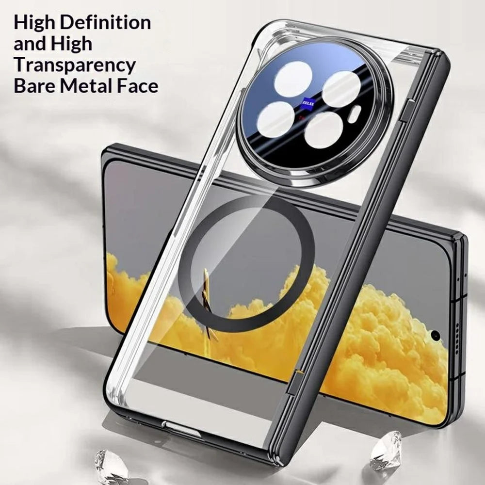 For vivo X Fold6 5G Magnetic Case Hard PC + Acrylic Phone Cover with HD Screen Protector - Black - 6