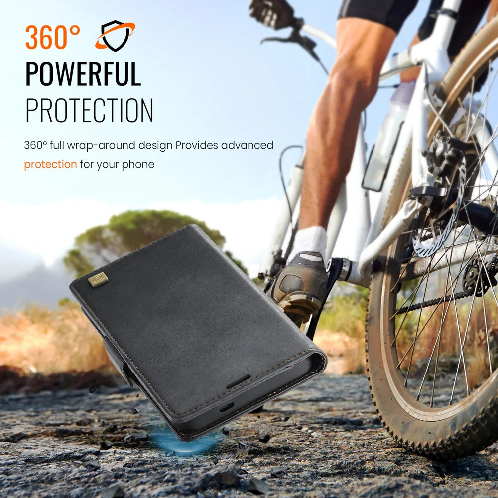AUTSPACE for Samsung Galaxy S26 Ultra A11 Case RFID Blocking Retro Leather Cell Phone Wallet Cover - Black - 6