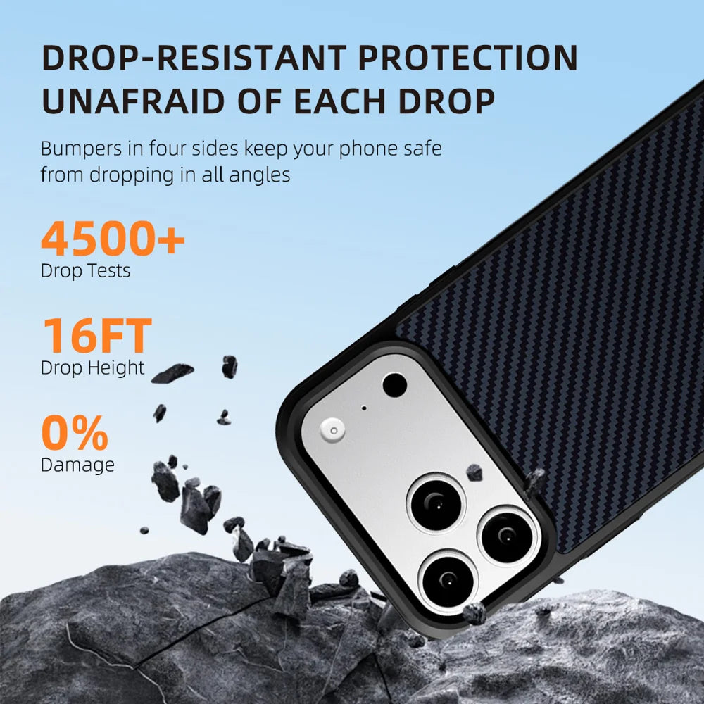 EYCASE for iPhone 17 Pro Max Magnetic Case  Kevlar Series UV Printed Black Edge TPU Acrylic Phone Cover - Black Grey - 4