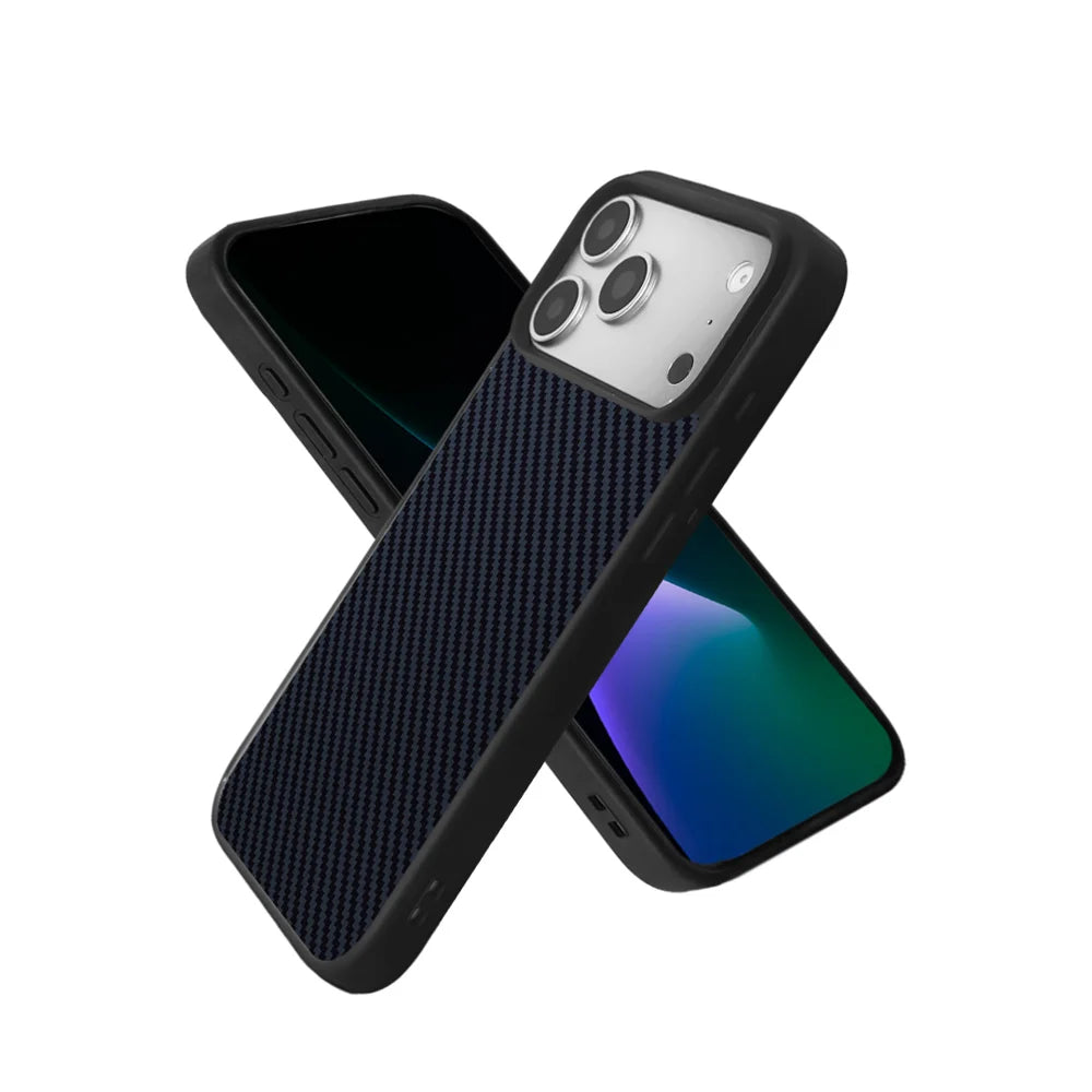EYCASE for iPhone 17 Pro Magnetic Case  Kevlar Series UV Printed Black Edge TPU Acrylic Phone Cover - Black Grey - 1