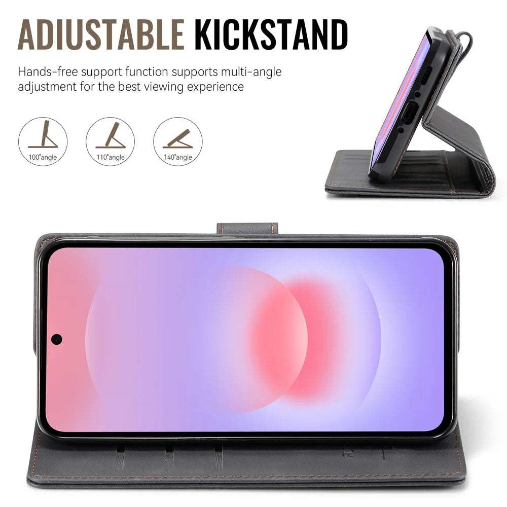 AUTSPACE for Samsung Galaxy A36 5G A05 Case Wallet Stand Detachable Leather Magnetic Phone Cover - Black - 6