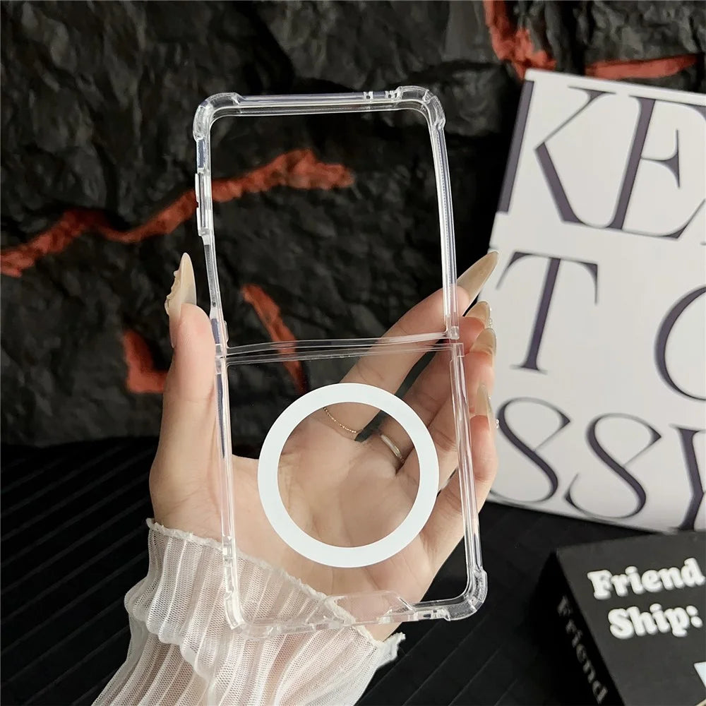 For Samsung Galaxy Z Flip8 Magnetic Case Clear Acrylic Back Phone Cover - Transparent - 4