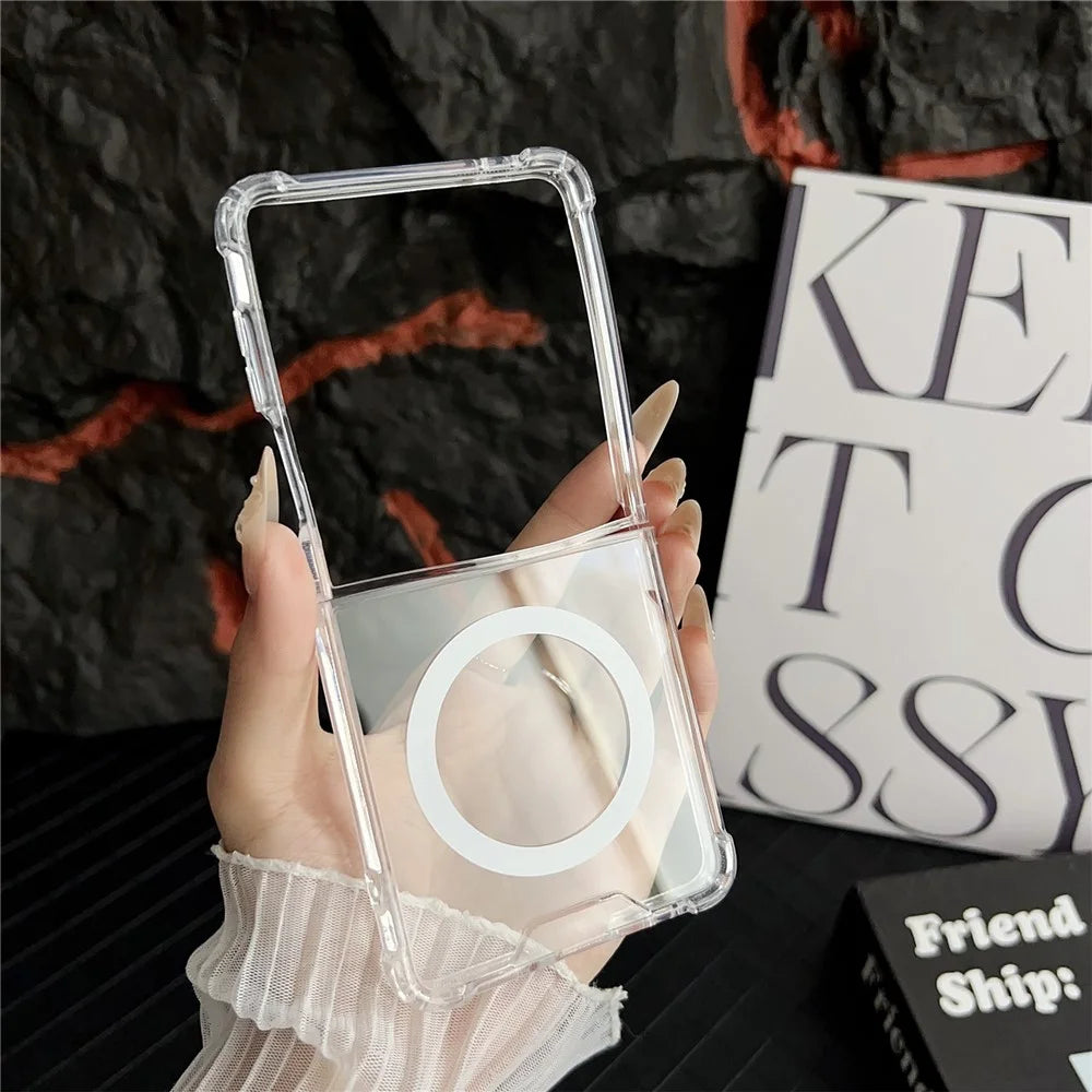 For Samsung Galaxy Z Flip8 Magnetic Case Clear Acrylic Back Phone Cover - Transparent - 5