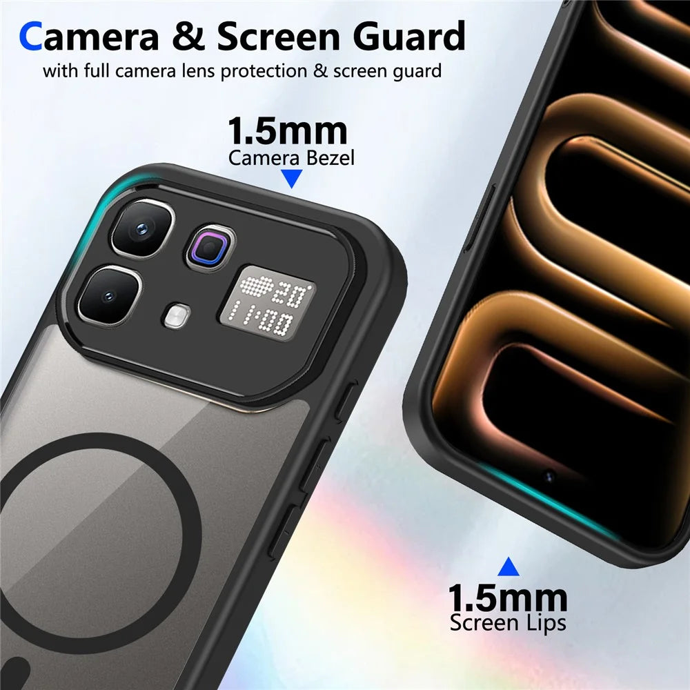 For Infinix Note 60 Pro 5G  /  60 5G Magnetic Case Transparent PC + TPU Shockproof Skin-friendly Phone Cover - Black - 4