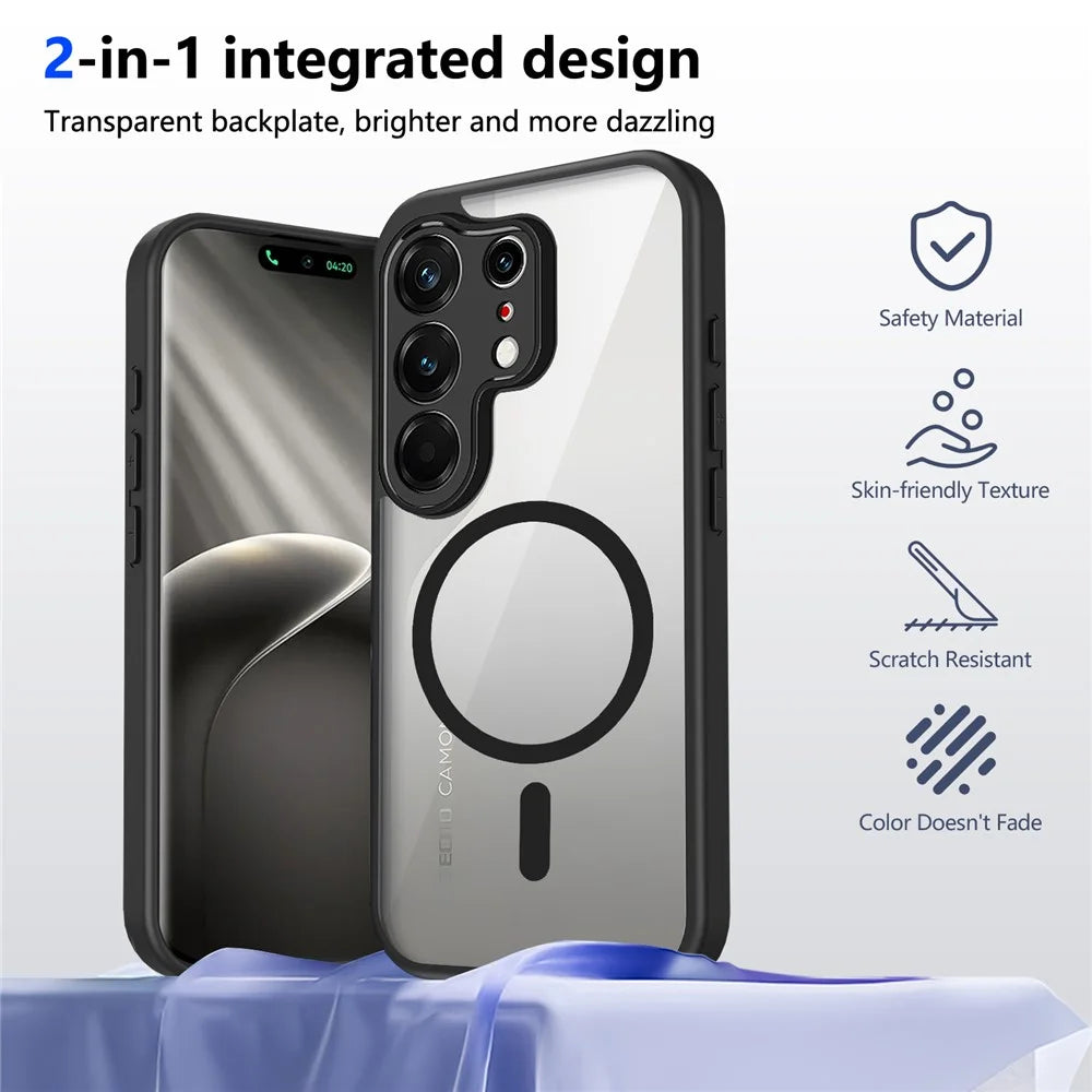 For TECNO Camon 50 Pro 4G  /  50 Pro 5G  /  50 Ultra 5G Magnetic Case Transparent PC + TPU Shockproof Skin-friendly Phone Cover - Black - 2