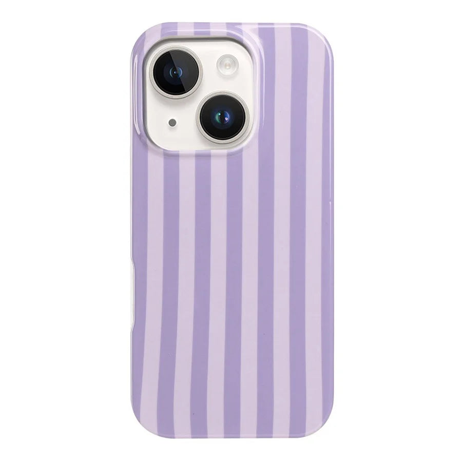 For iPhone 13 / iPhone 14 Case IMD Stripe TPU Full Coverage Shockproof Phone Protective Cover - Purple - 2